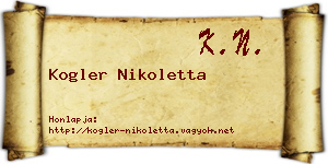 Kogler Nikoletta névjegykártya